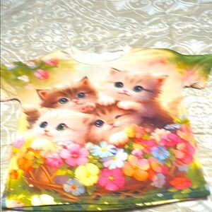 Cute Kitten Floral T-Shirt